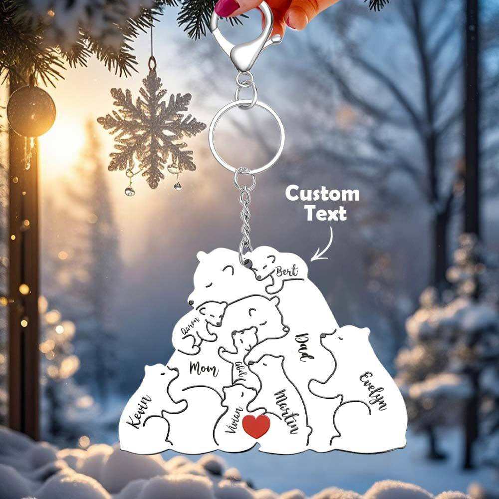 Personalized Engraved Papa Mama Bear Keychain Family Keepsake Gift for Dad Mom - Giftlab