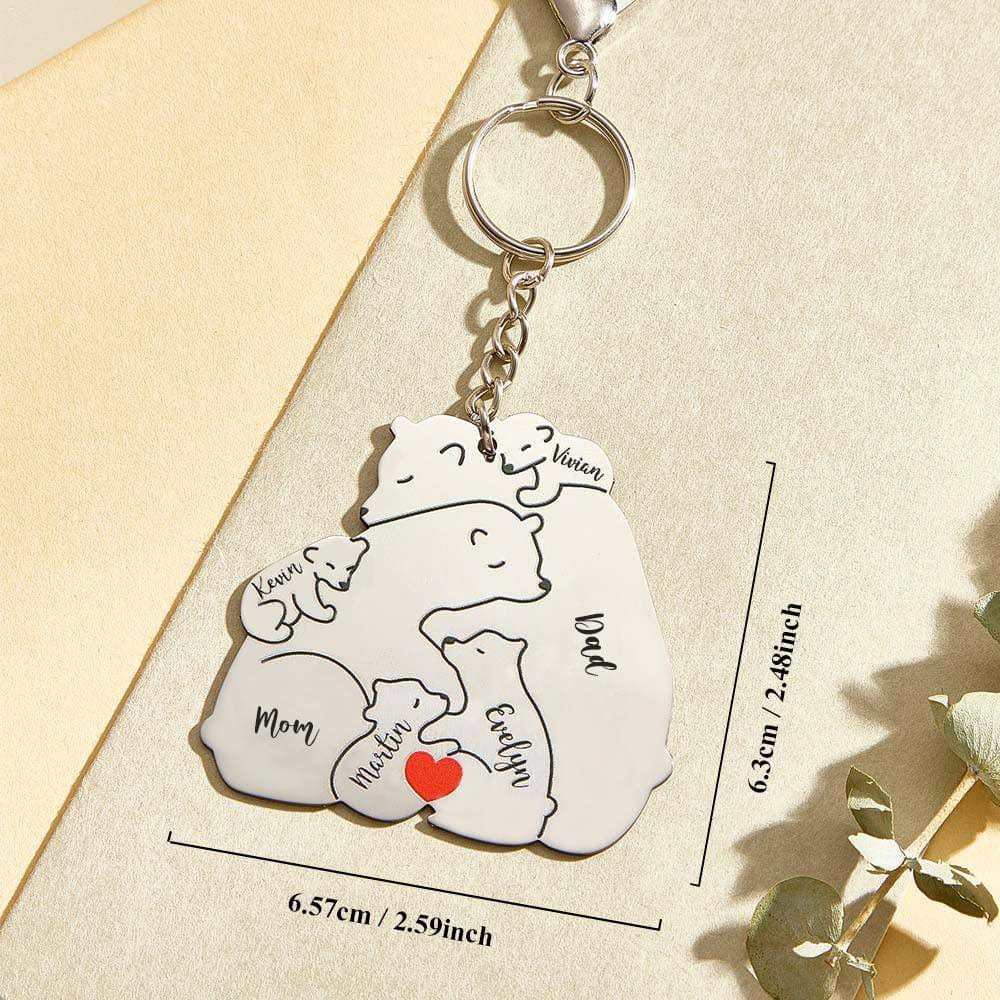 Personalized Engraved Papa Mama Bear Keychain Family Keepsake Gift for Dad Mom - Giftlab