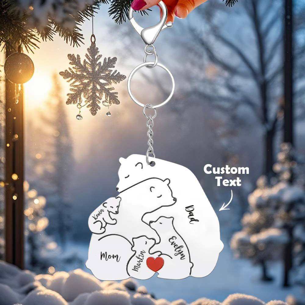 Personalized Engraved Papa Mama Bear Keychain Family Keepsake Gift for Dad Mom - Giftlab