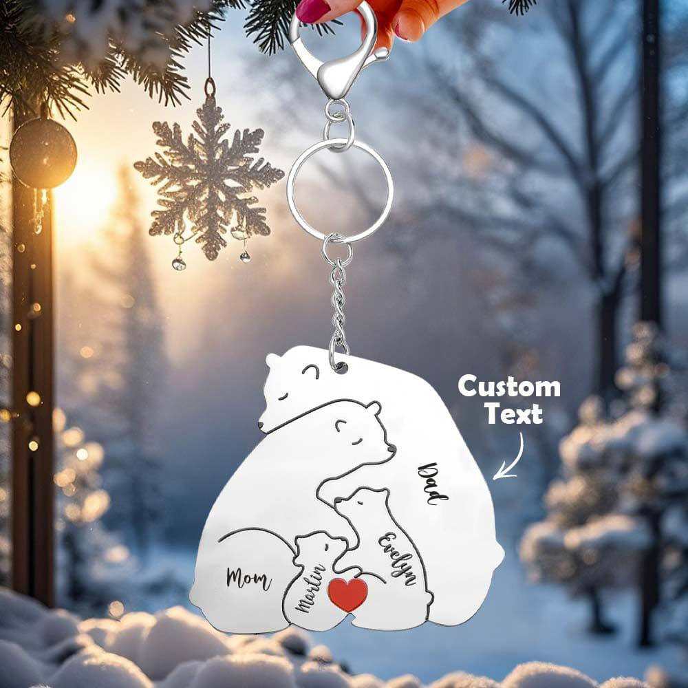 Personalized Engraved Papa Mama Bear Keychain Family Keepsake Gift for Dad Mom - Giftlab