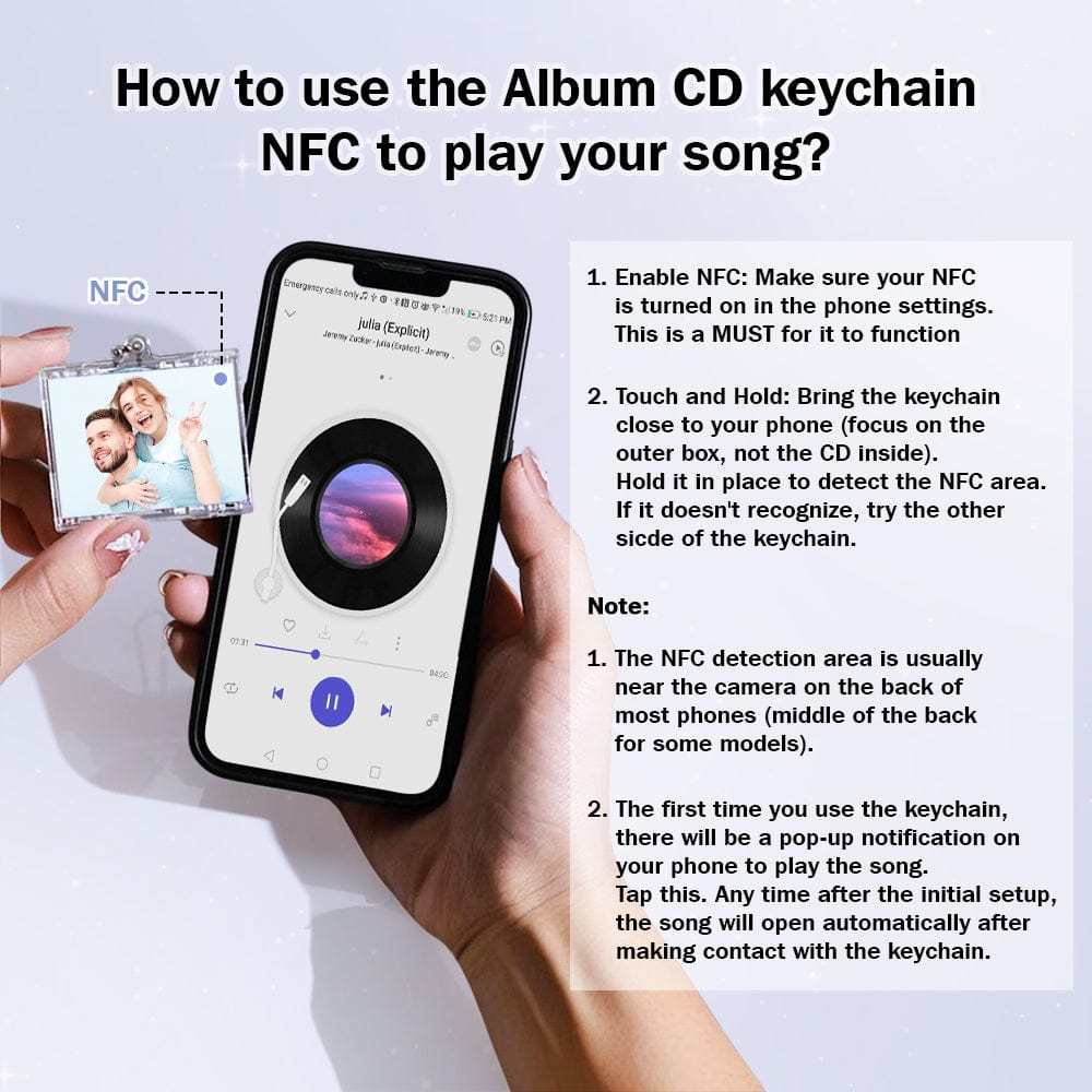 Personalized NFC Keychain Custom Mini Album CD Keychain with Fully Custom Photos+Song Play Your Favorite Spotify Song Instantly Personalized Music Gift Music Lover Keychain CD Album - Giftlab