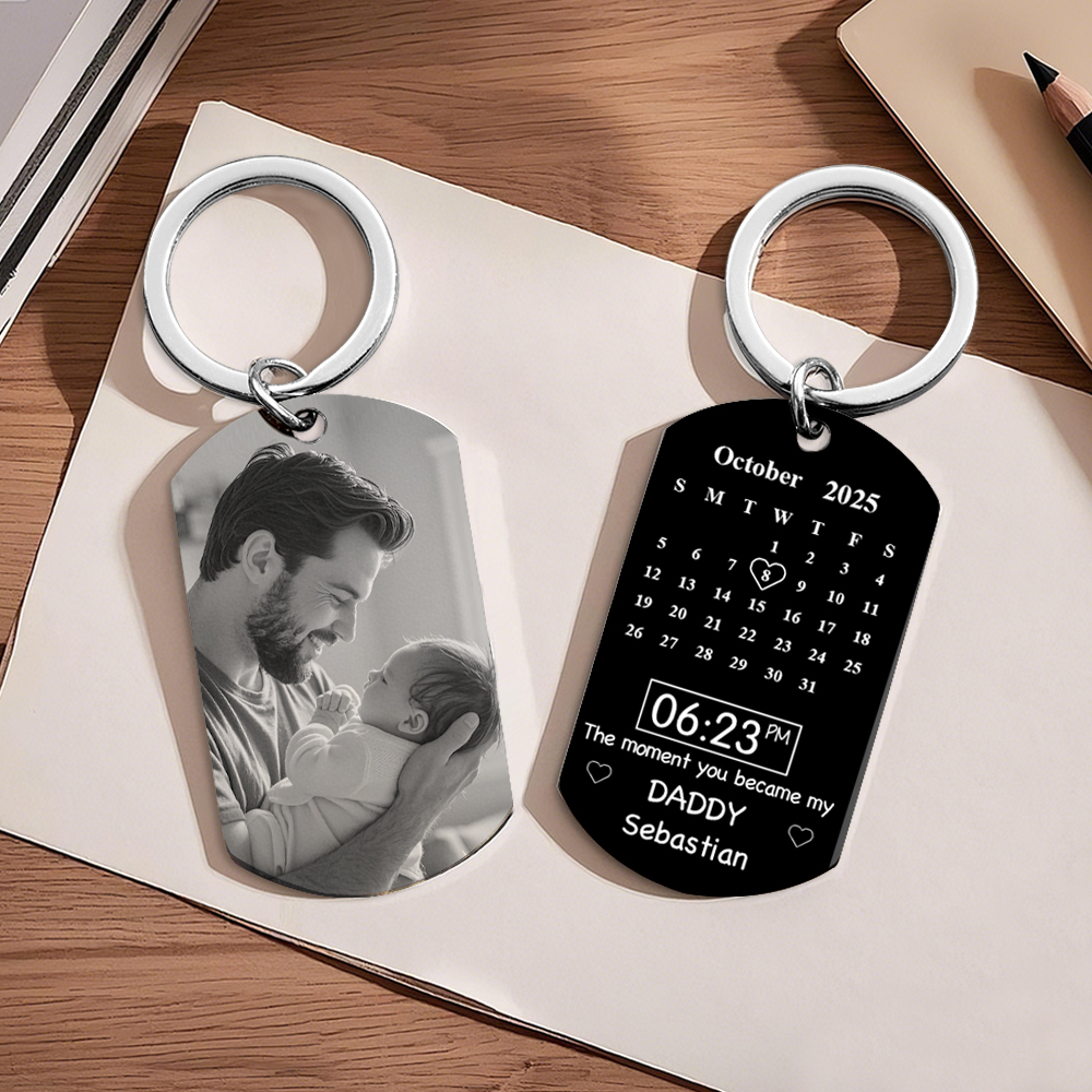 Father's Day Gifts Custom Photo Calendar Black The Moment You Became My Daddy - Giftlab