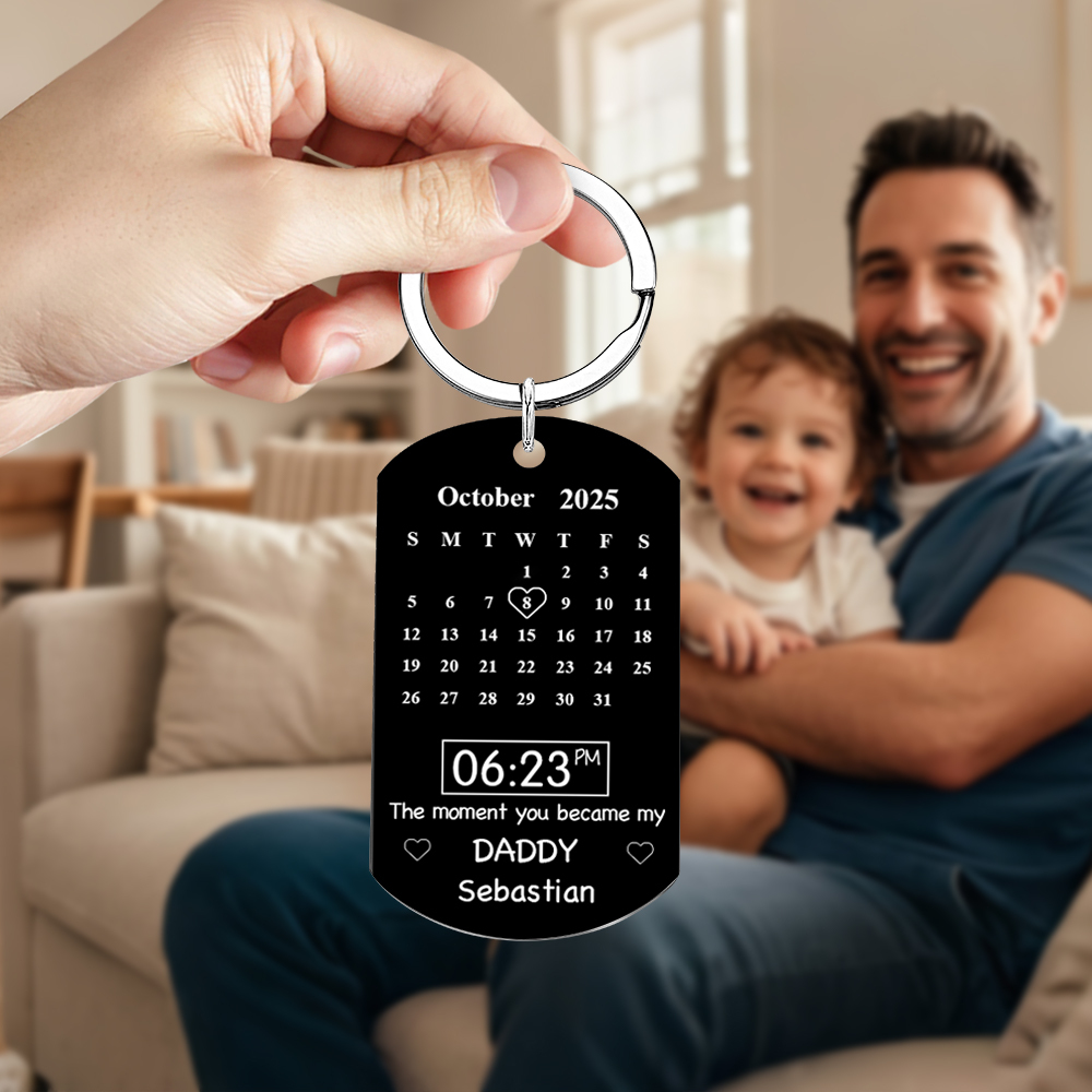 Father's Day Gifts Custom Photo Calendar Black The Moment You Became My Daddy - Giftlab