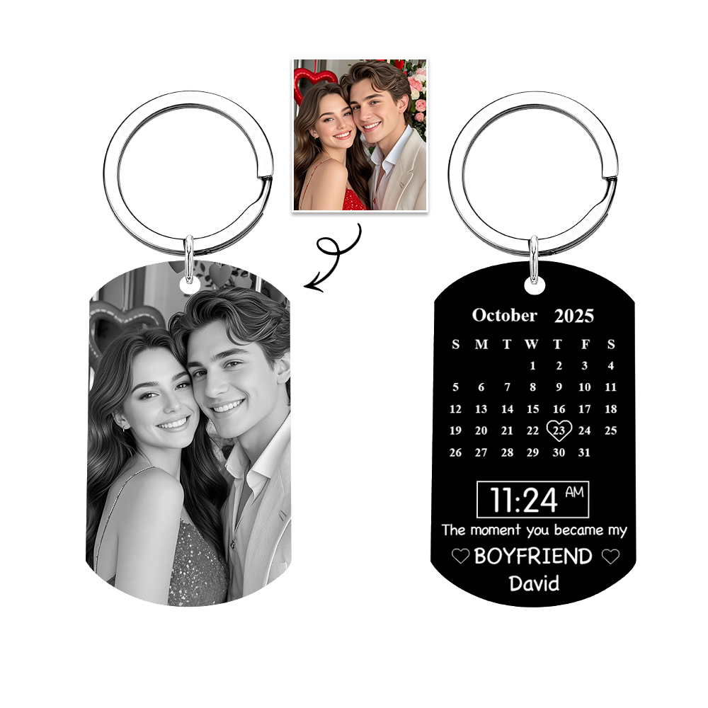 Father's Day Gifts Custom Photo Calendar Black The Moment You Became My Daddy - Giftlab