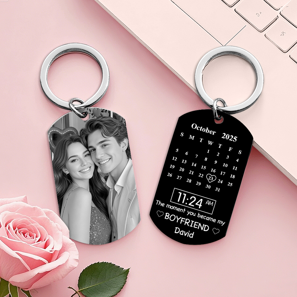 Father's Day Gifts Custom Photo Calendar Black The Moment You Became My Daddy - Giftlab