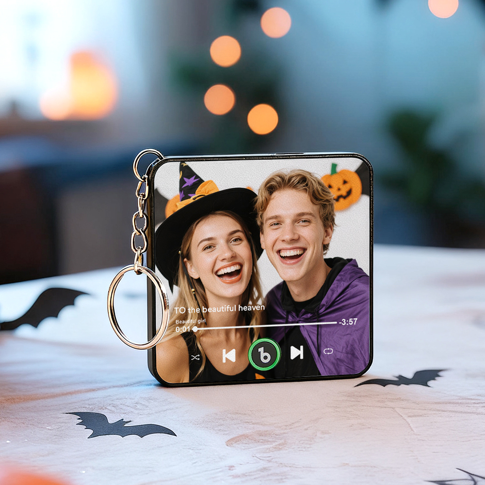 Custom Mini Music Fridge Magnet Keychain Personalized Photo Music Keychain Mini Magnet For Fridge That Can Play Songs Without Cellphone Halloween Gifts for Couple - MyCustomBrickFigures