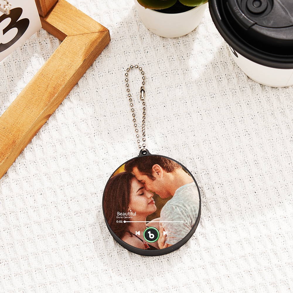 Custom Photo Music Keychain Music Box Bag Charm That Plays Music Without Cell Phone Anniversary Gifts - MyCustomBrickFigures
