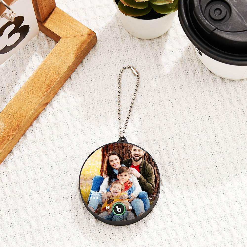 Custom Photo Music Keychain Music Box Bag Charm That Plays Music Without Cell Phone Anniversary Gifts - MyCustomBrickFigures