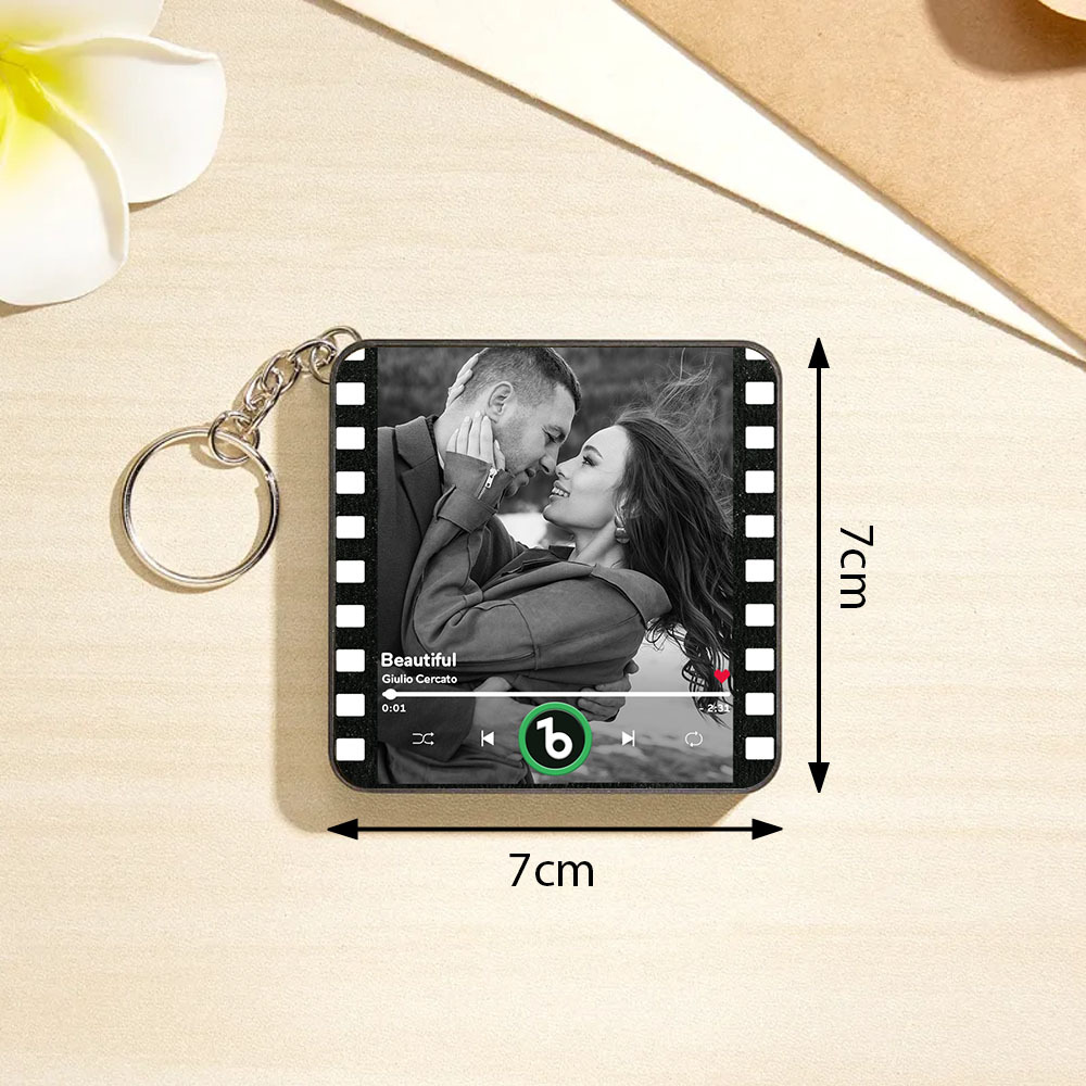 Custom Music Gift Mini Fridge Magnet Keychain Custom Photo Music Box Play Song Valentine Gift For Her Photo Music Magnet Keychain Anniversary Gifts for Couple - MyCustomBrickFigures