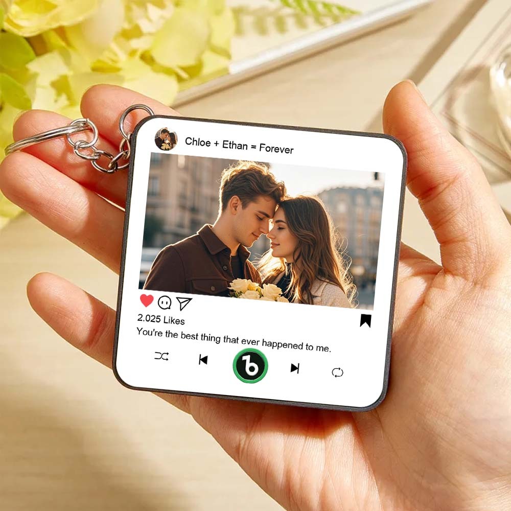 Custom Mini Music Fridge Magnet Keychain Gifts for Her Him Personalized Photo Music Refrigerator Magnet Keychain Gifts for Her Unique Gift for Anniversary - MyCustomBrickFigures