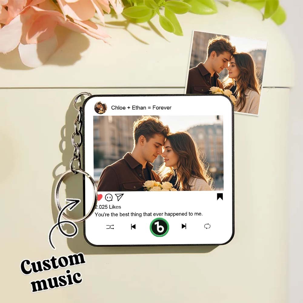 Custom Mini Music Fridge Magnet Keychain Gifts for Her Him Personalized Photo Music Refrigerator Magnet Keychain Gifts for Her Unique Gift for Anniversary - MyCustomBrickFigures