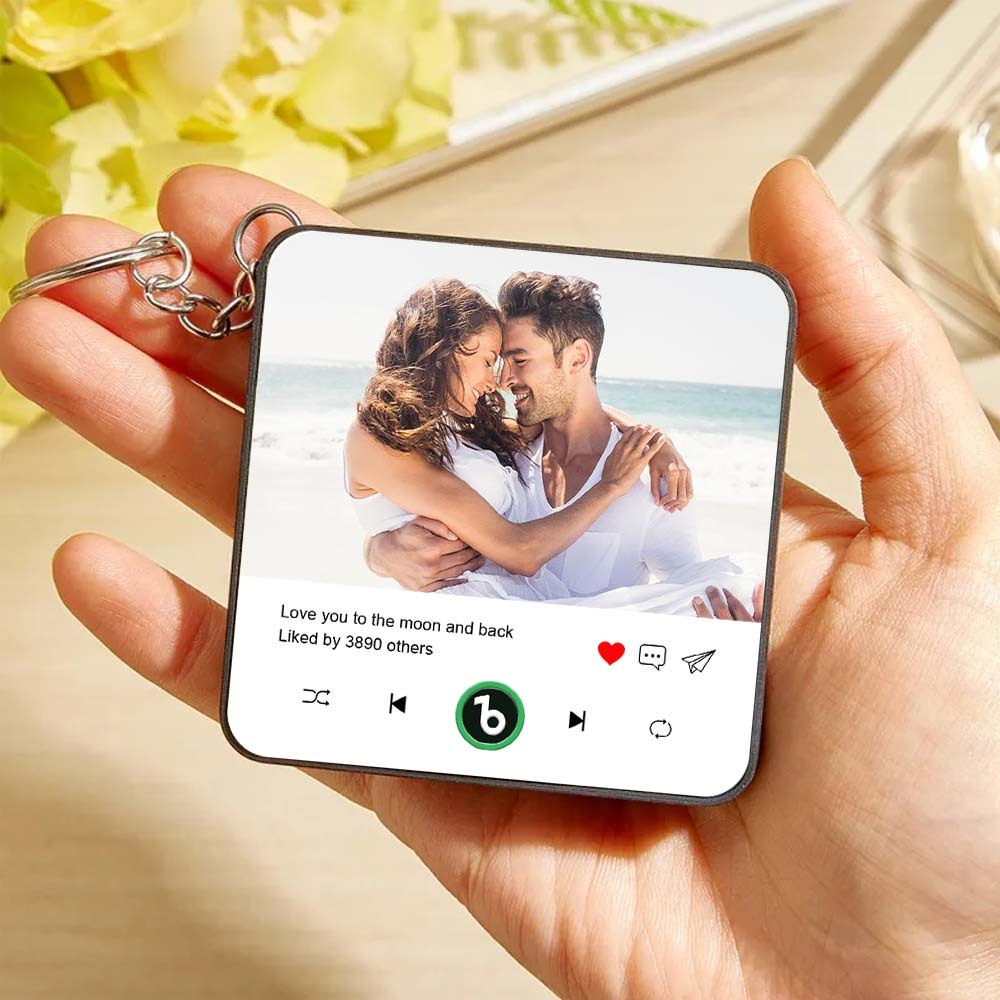 Custom Photo and Text Mini Music Fridge Magnet Keychain Music Wall Photo Sticker Music Movement That Can Be Played Keychain Gifts for Her - MyCustomBrickFigures