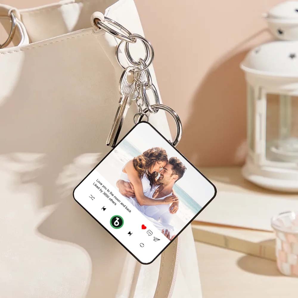 Custom Photo and Text Mini Music Fridge Magnet Keychain Music Wall Photo Sticker Music Movement That Can Be Played Keychain Gifts for Her - MyCustomBrickFigures