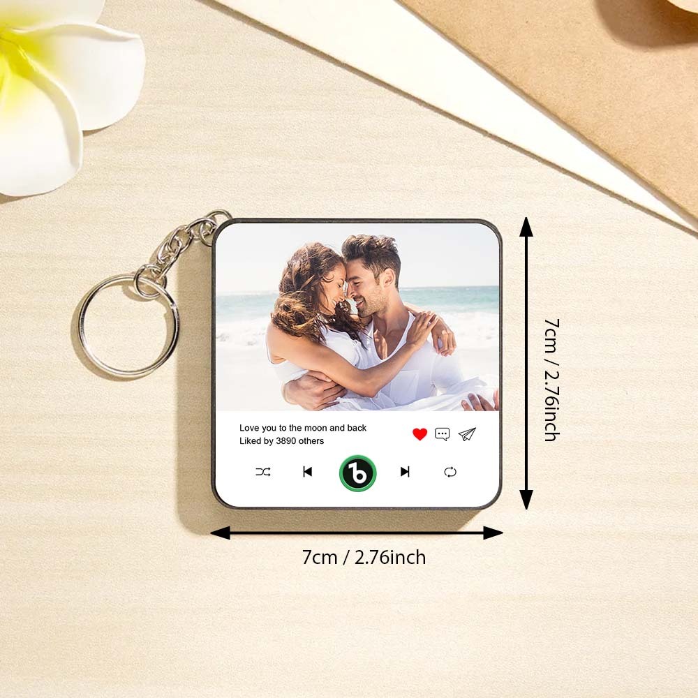 Custom Photo and Text Mini Music Fridge Magnet Keychain Music Wall Photo Sticker Music Movement That Can Be Played Keychain Gifts for Her - MyCustomBrickFigures