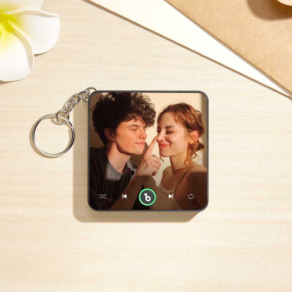Custom Music & Photo Mini Fridge Magnet Keychain Supports Bluetooth Connectivity Custom Music Fridge Magnet Keychain Couple Gift Singing Refrigerator Magnet Keyring Wedding Gift for Him - MyCustomBrickFigures