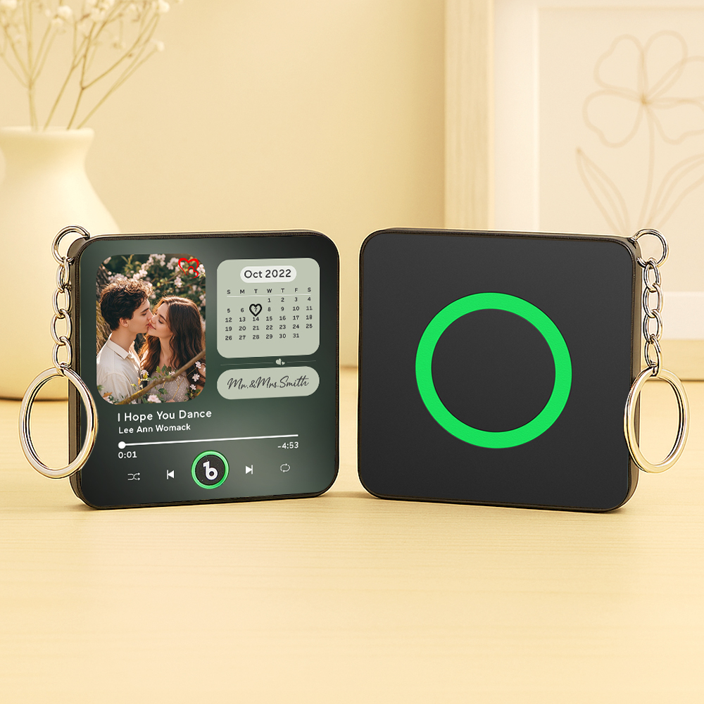 Custom Mini Music Fridge Magnet Keychain Personalized Photo Calendar Fridge Magnet Keychain With Music That Can Play Song Calendar Keyring Gifts Anniversary Gifts for Couple - MyCustomBrickFigures