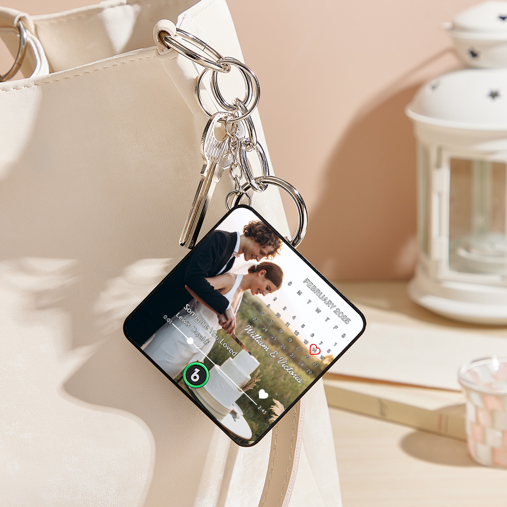 Custom Music Gift Mini Fridge Magnet Keychain with Custom Date Custom Photo Music Box Play Song Wedding Gift For Her Photo Music Magnet Keychain Anniversary Gifts for Couple - MyCustomBrickFigures