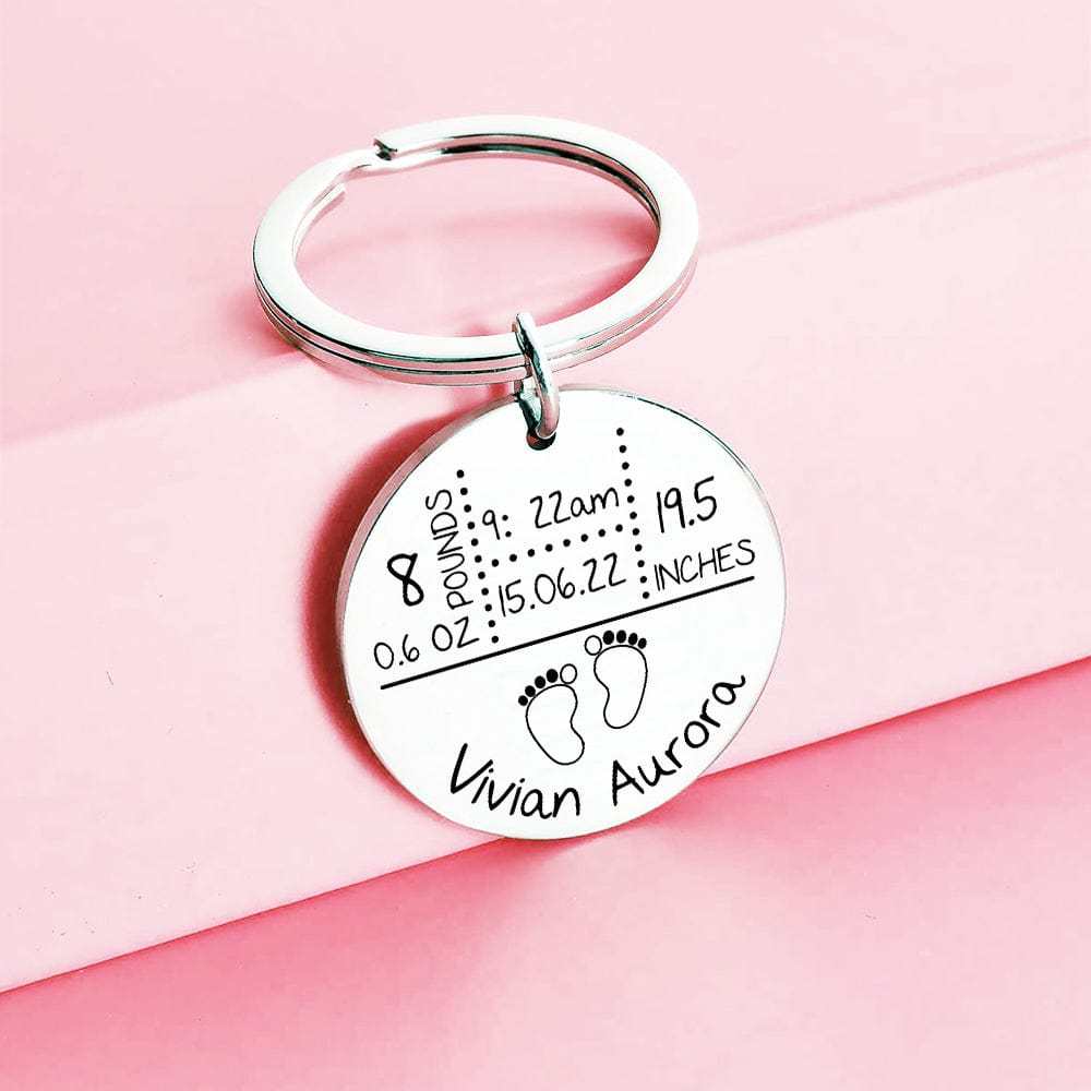 Baby Arrival Keychain Personalized New Baby Keychain Baby Stats Gifts New Mom Gift - Giftlab
