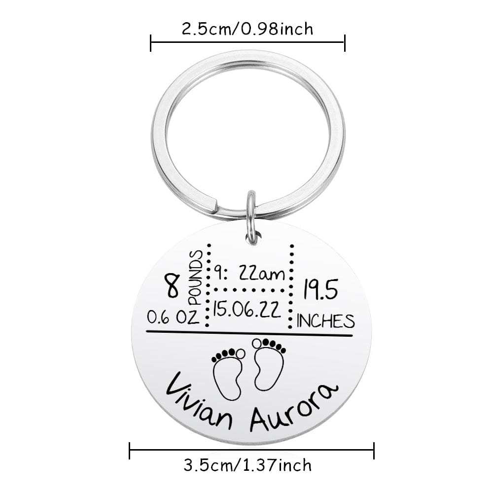 Baby Arrival Keychain Personalized New Baby Keychain Baby Stats Gifts New Mom Gift - Giftlab