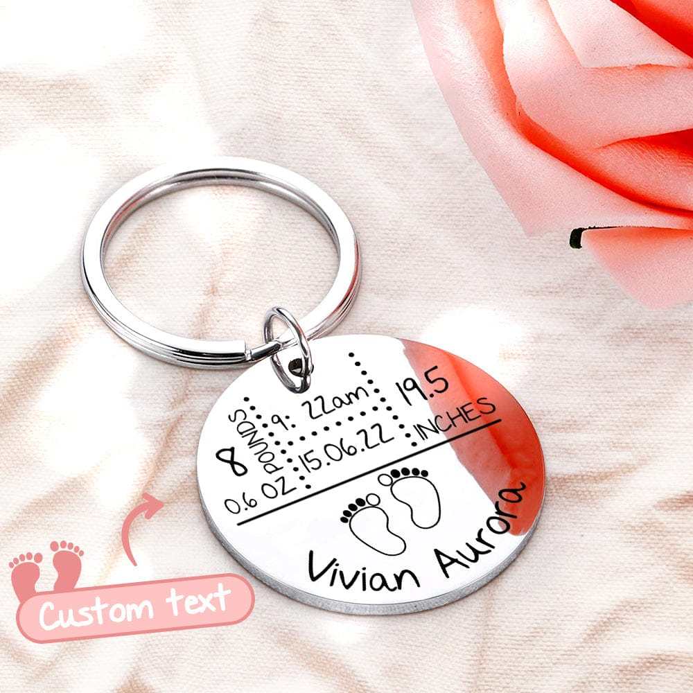 Baby Arrival Keychain Personalized New Baby Keychain Baby Stats Gifts New Mom Gift - Giftlab