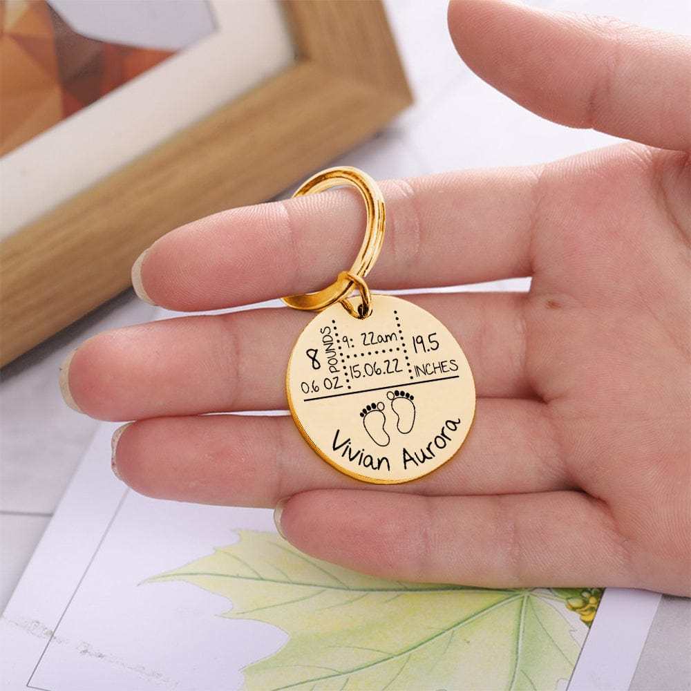 Baby Arrival Keychain Personalized New Baby Keychain Baby Stats Gifts New Mom Gift - Giftlab
