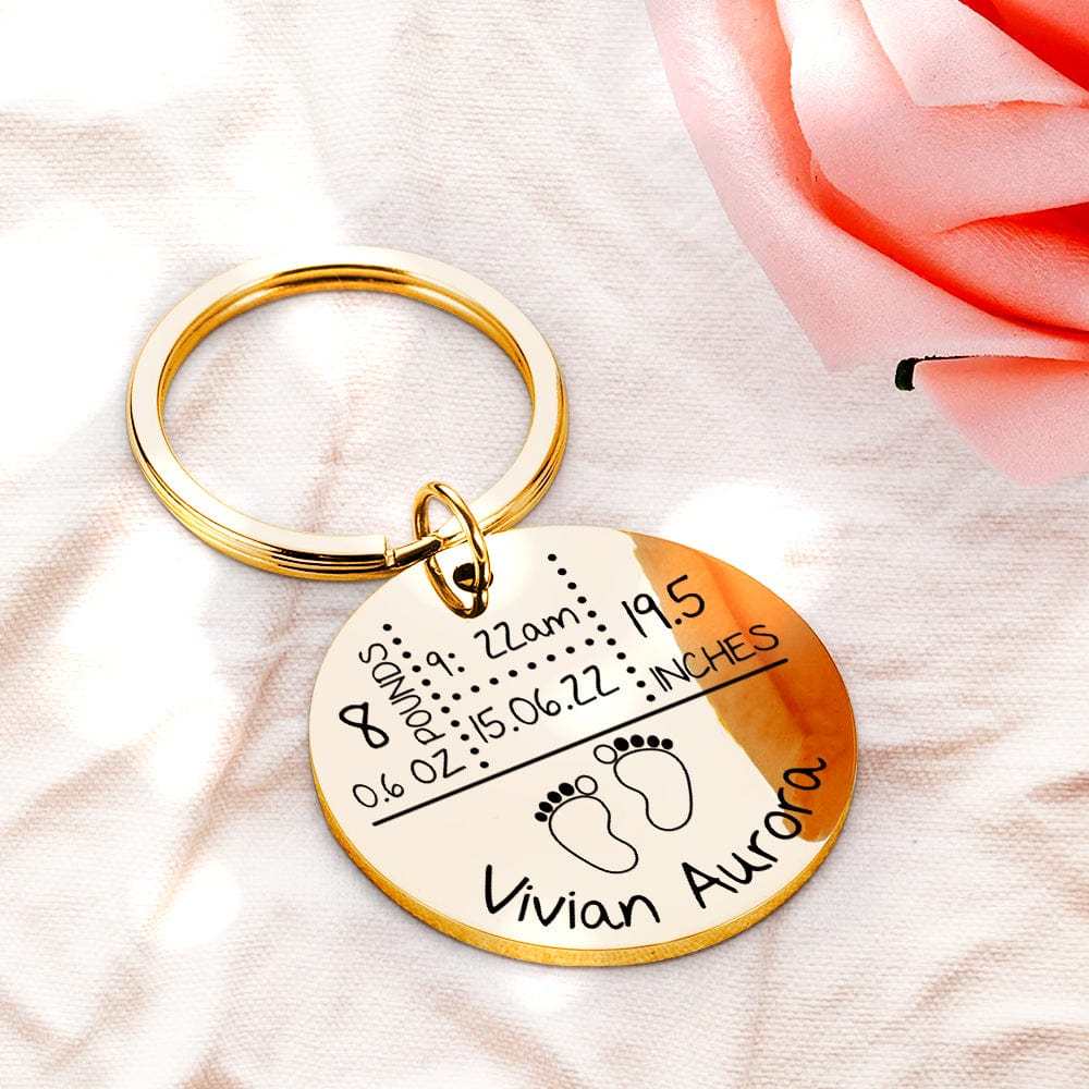 Baby Arrival Keychain Personalized New Baby Keychain Baby Stats Gifts New Mom Gift - Giftlab