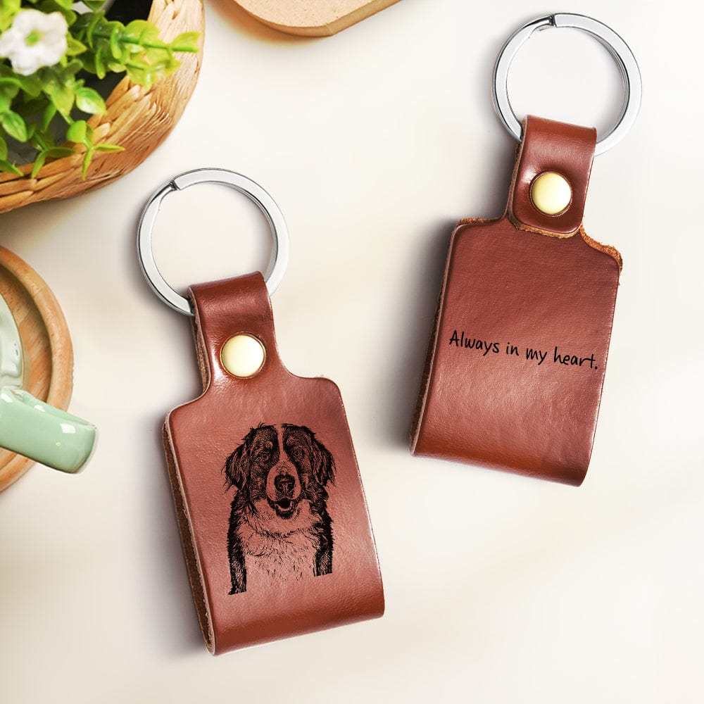 Custom Photo Keychain Personalized Leather Keychain with Text for Unique Gift - Giftlab