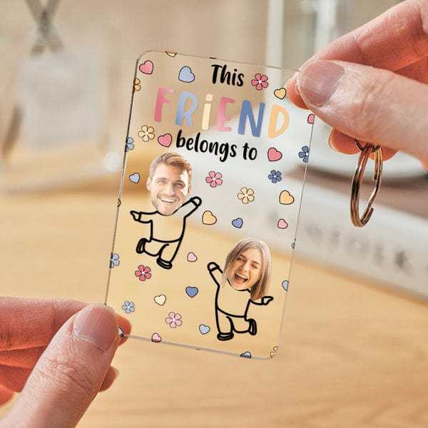 Custom Faces Acrylic Keychain Personalized Text Belongs To Anniversary Father's Day Gift for Dad Family Gifts - Giftlab