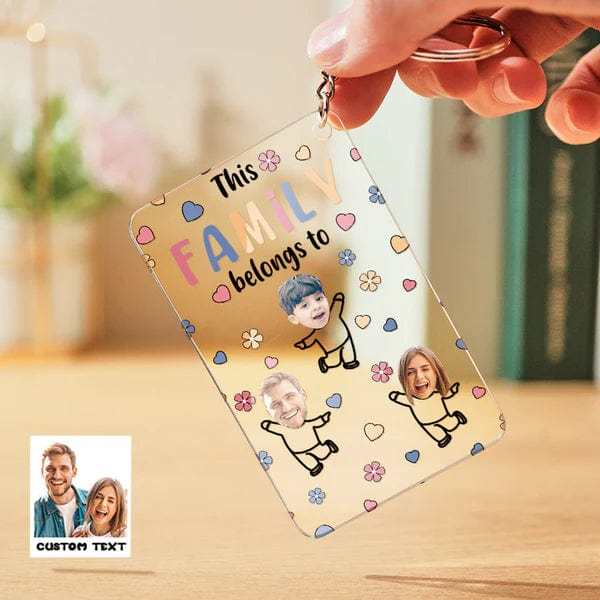 Custom Faces Acrylic Keychain Personalized Text Belongs To Anniversary Father's Day Gift for Dad Family Gifts - Giftlab