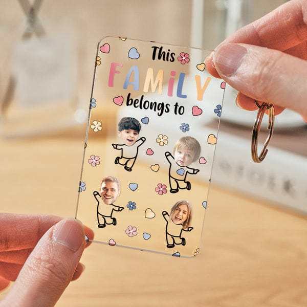 Custom Faces Acrylic Keychain Personalized Text Belongs To Anniversary Father's Day Gift for Dad Family Gifts - Giftlab