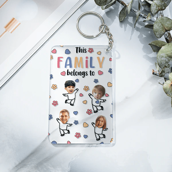 Custom Faces Acrylic Keychain Personalized Text Belongs To Anniversary Father's Day Gift for Dad Family Gifts - Giftlab