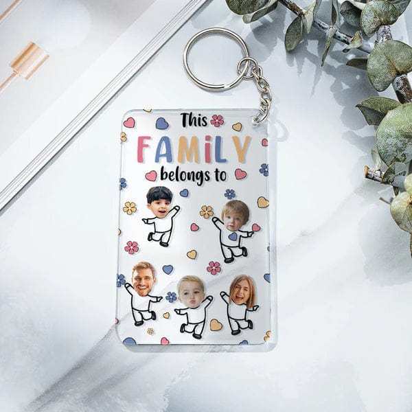Custom Faces Acrylic Keychain Personalized Text Belongs To Anniversary Father's Day Gift for Dad Family Gifts - Giftlab