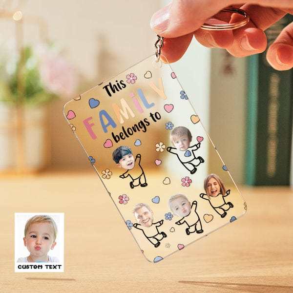 Custom Faces Acrylic Keychain Personalized Text Belongs To Anniversary Father's Day Gift for Dad Family Gifts - Giftlab