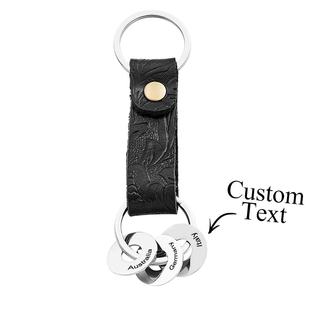 Personalized Traveler Keychain with Engraved Country Ring for Visited