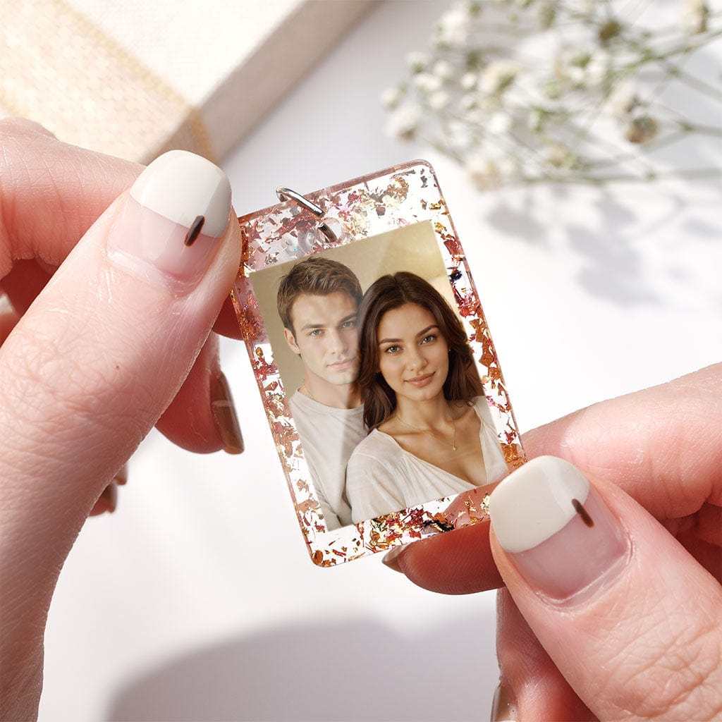Personalized Photo Keychain Customized with Your Photo Resin Photo Keychain Anniversary Gift - Giftlab