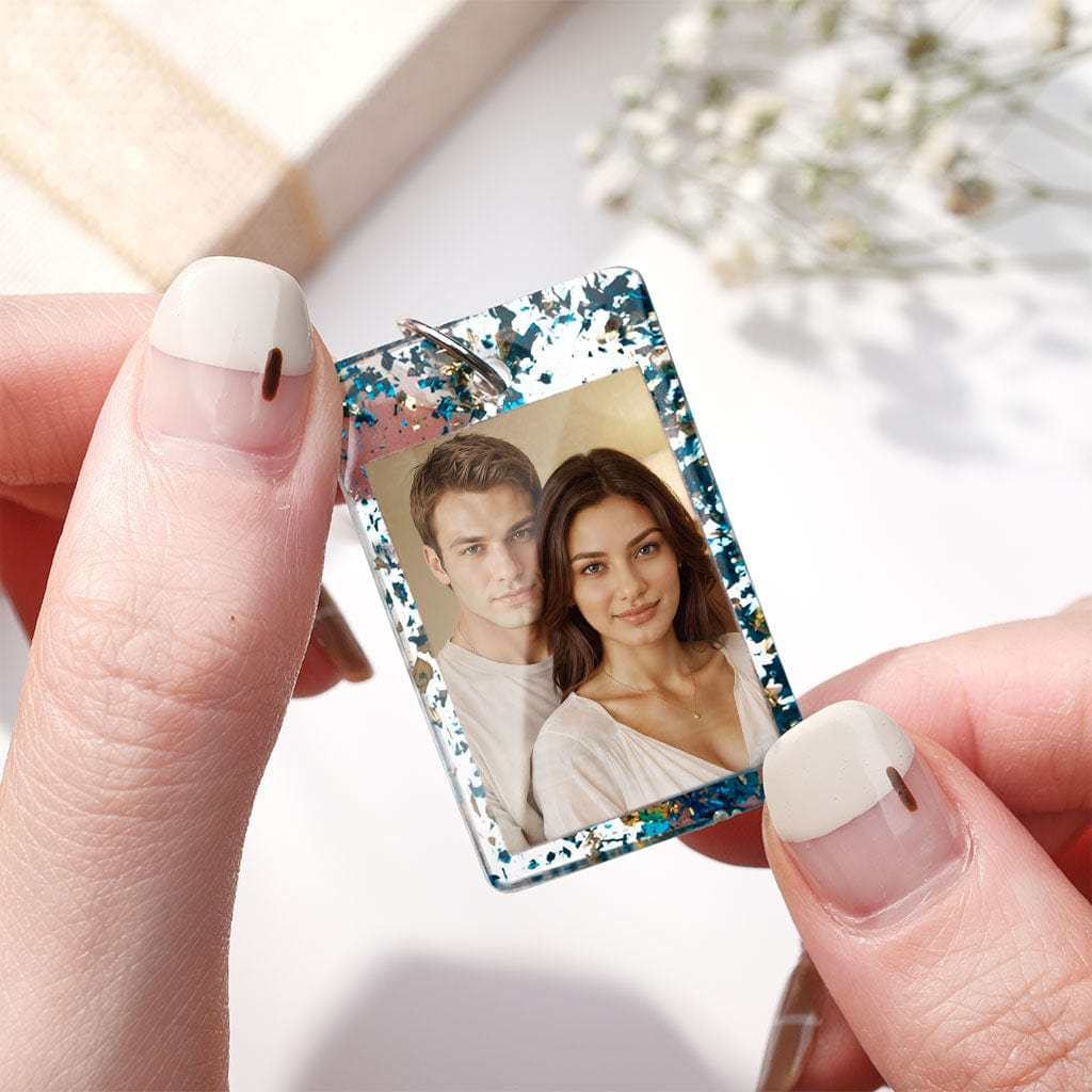 Personalized Photo Keychain Customized with Your Photo Resin Photo Keychain Anniversary Gift - Giftlab