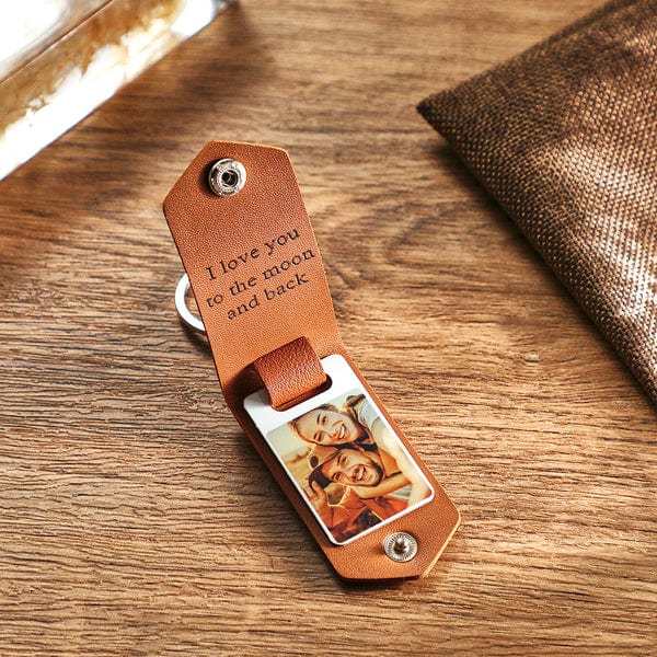 Custom Leather Keychain Personalized Engrave Keychain Father's Day Gift For Dad - Giftlab
