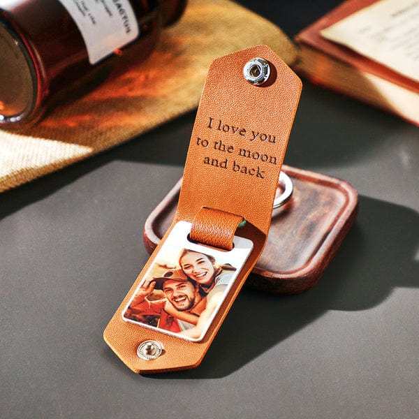 Custom Leather Keychain Personalized Engrave Keychain Father's Day Gift For Dad - Giftlab