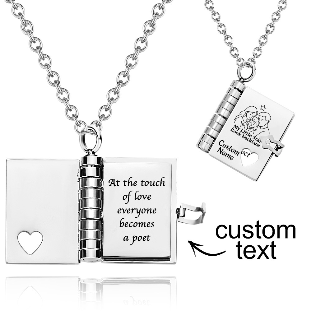 Personalized Book Necklace – A Letter to My Daughter in a Locket, Adjustable Pendant with Message Inside, Meaningful Jewelry Gifts for Her