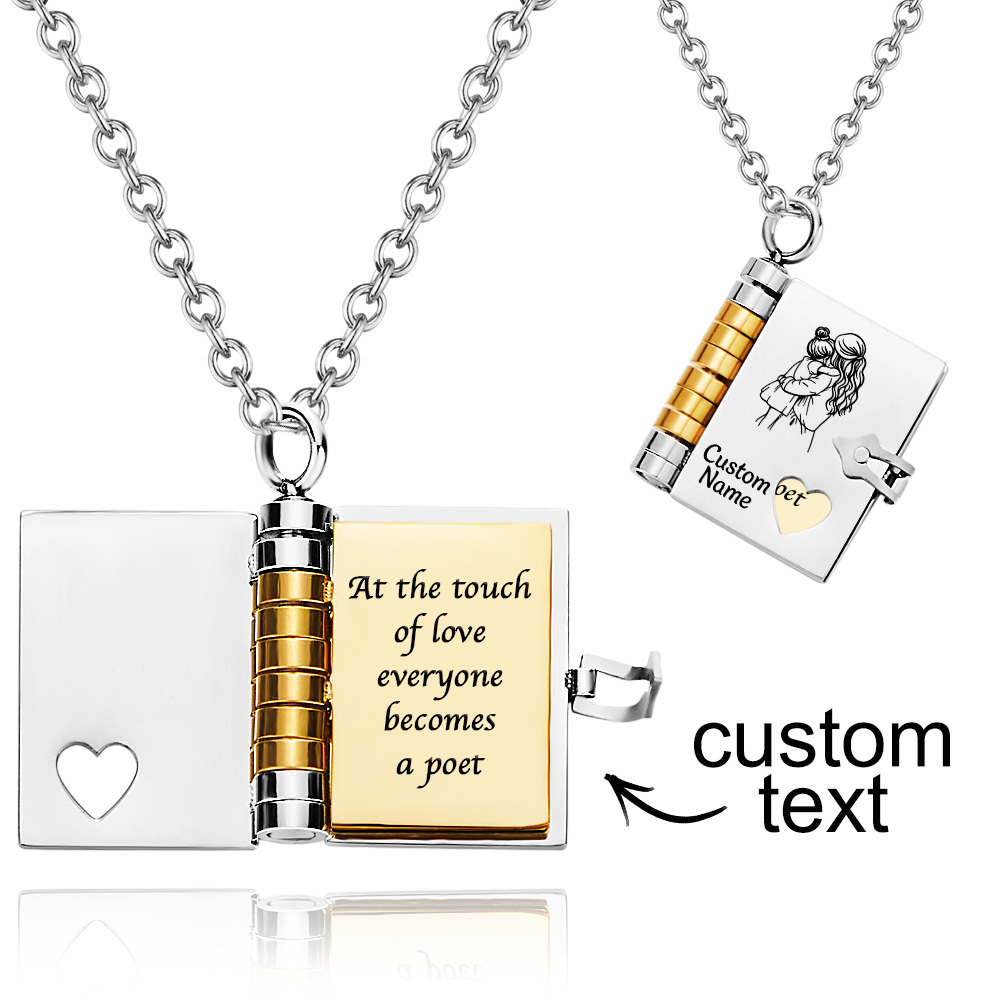 Personalized Book Necklace – A Letter to My Daughter in a Locket, Adjustable Pendant with Message Inside, Meaningful Jewelry Gifts for Her