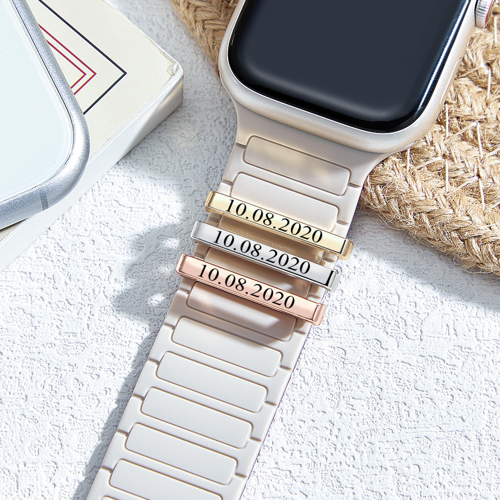 Custom Apple Watch Band Name Charm, Personalized Sterling Silver Watch Charm, Valentines Day Gift for Her, Watch Strap Charm