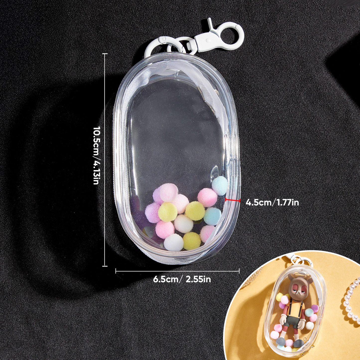 (Fits 8cm Figures) Keychain Display Bag White