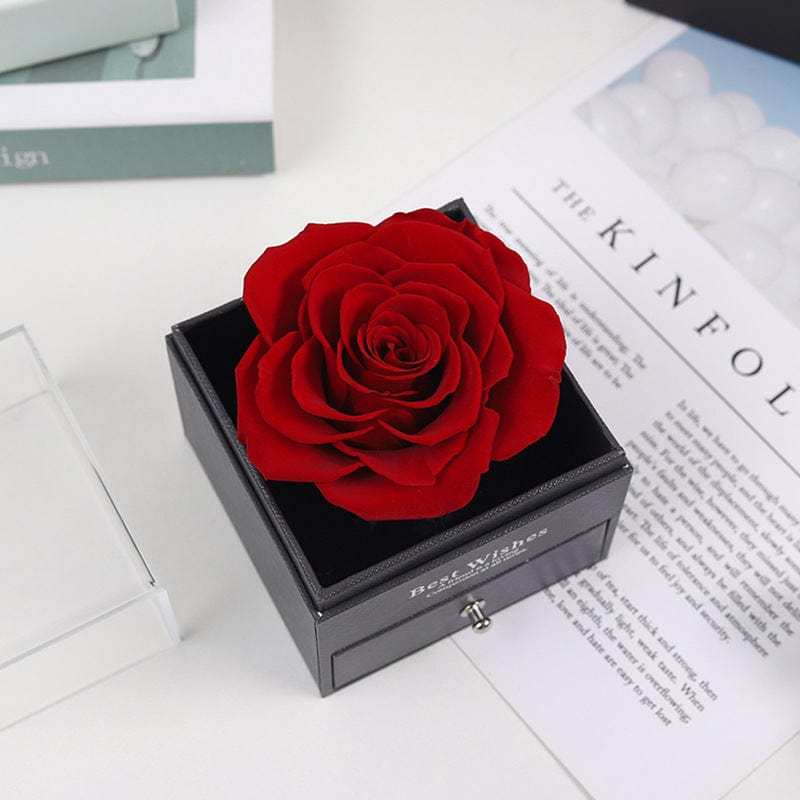 Real Red Rose Jewelry Gift Box Preserved Flower Forever Gift for Her - MyCustomBrickFigures