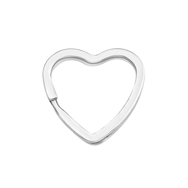 2pcs Heart-Shape Flat Key Ring Metal Split Parting Key Ring Silver - MyCustomBrickFigures