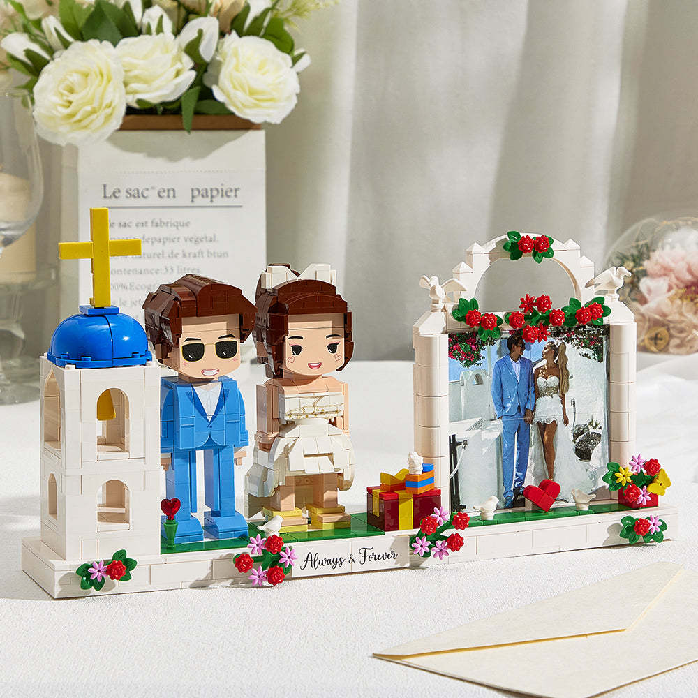 Wedding Gift For Married Couple Round Face Fully Body Customizable 2 People Custom Brick Figures For Husband And Wife - My Custom BrickHeadz