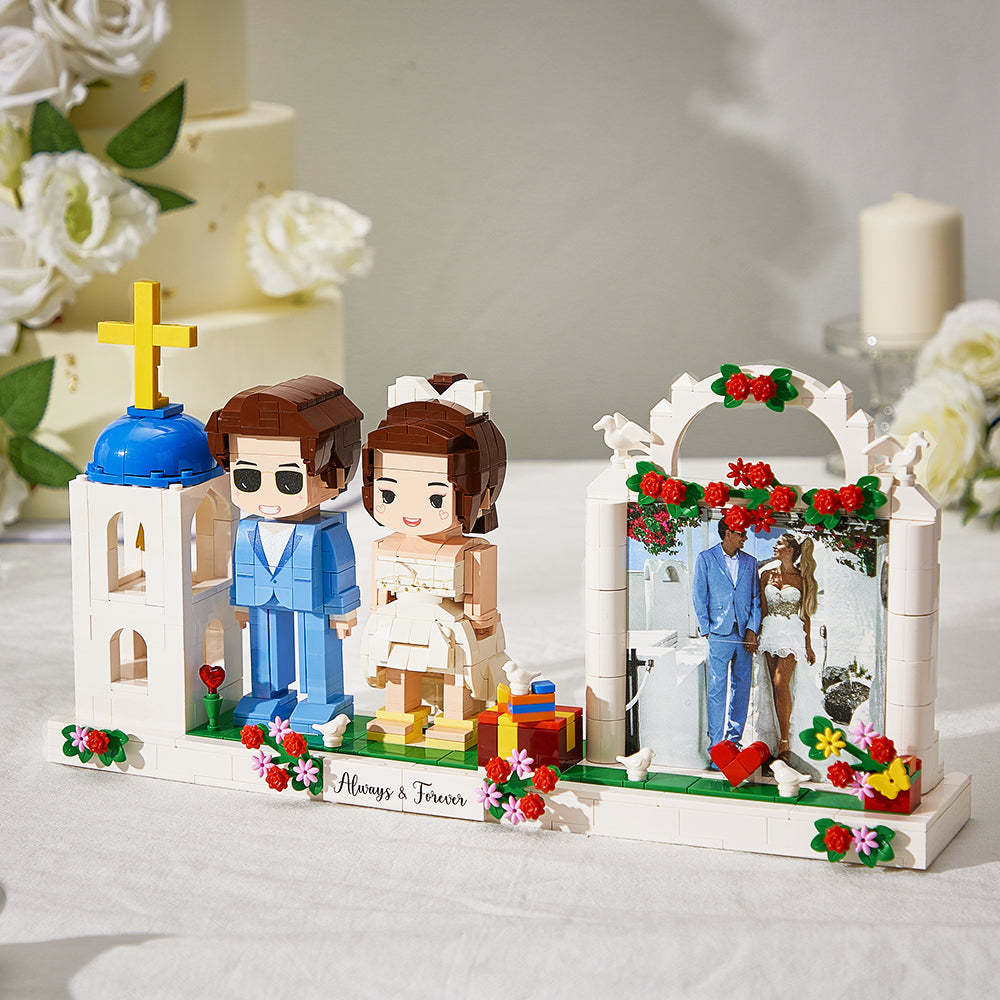 Wedding Gift For Married Couple Round Face Fully Body Customizable 2 People Custom Brick Figures For Husband And Wife - My Custom BrickHeadz