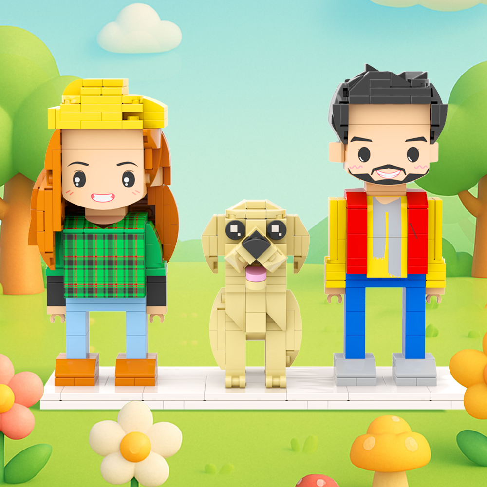Customizable Full Body 2 People Brick Figures Persaonalized Brick Figures with  Pets Gift for Couple - MyCustomBrickFigures
