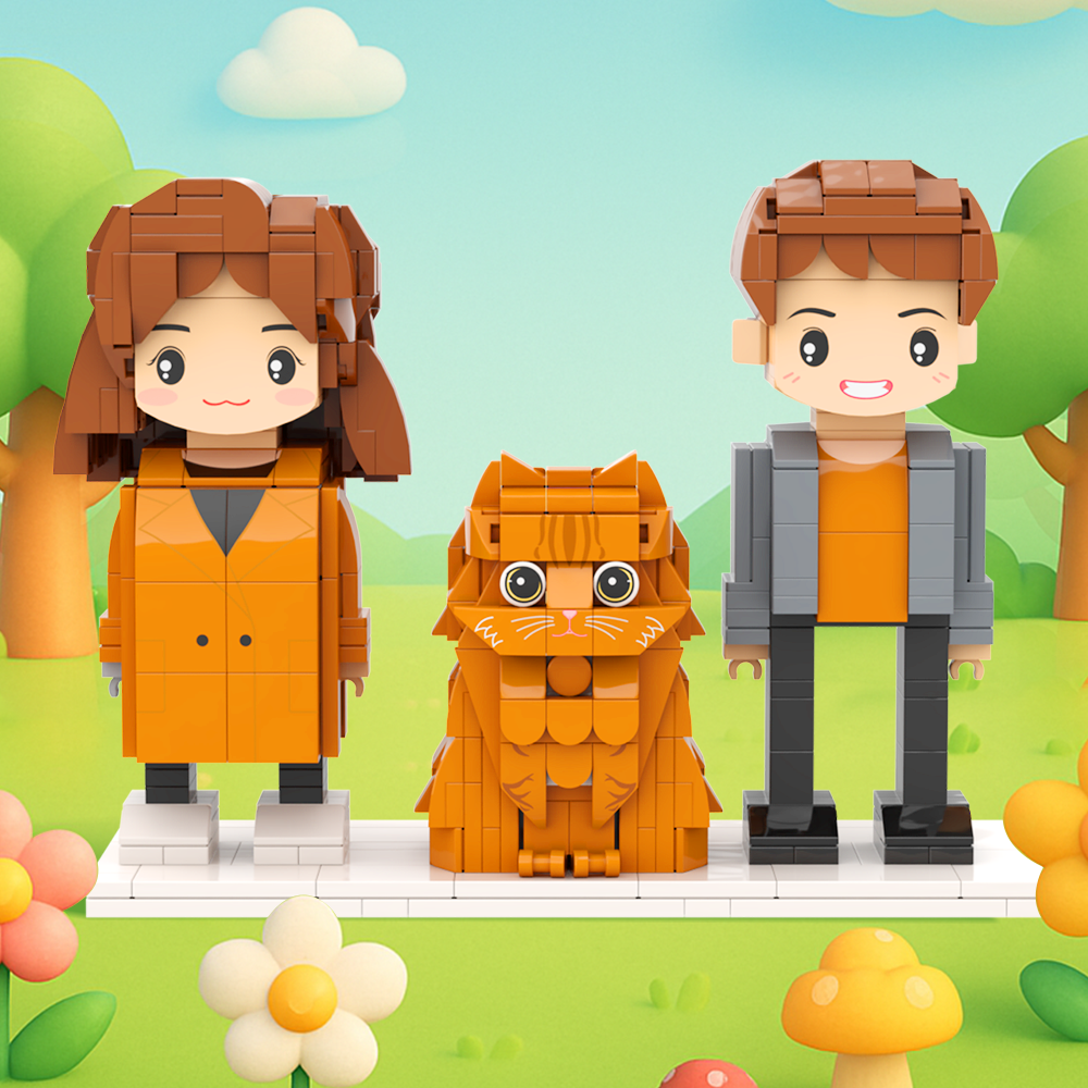 Customizable Full Body 2 People Brick Figures Persaonalized Brick Figures with  Pets Gift for Couple - MyCustomBrickFigures