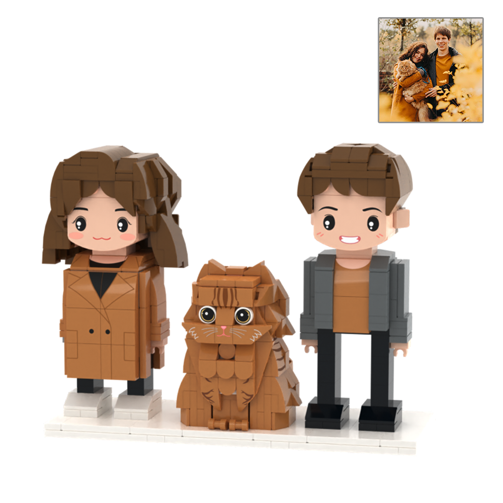 Customizable Full Body 2 People Brick Figures Persaonalized Brick Figures with  Pets Gift for Couple - MyCustomBrickFigures