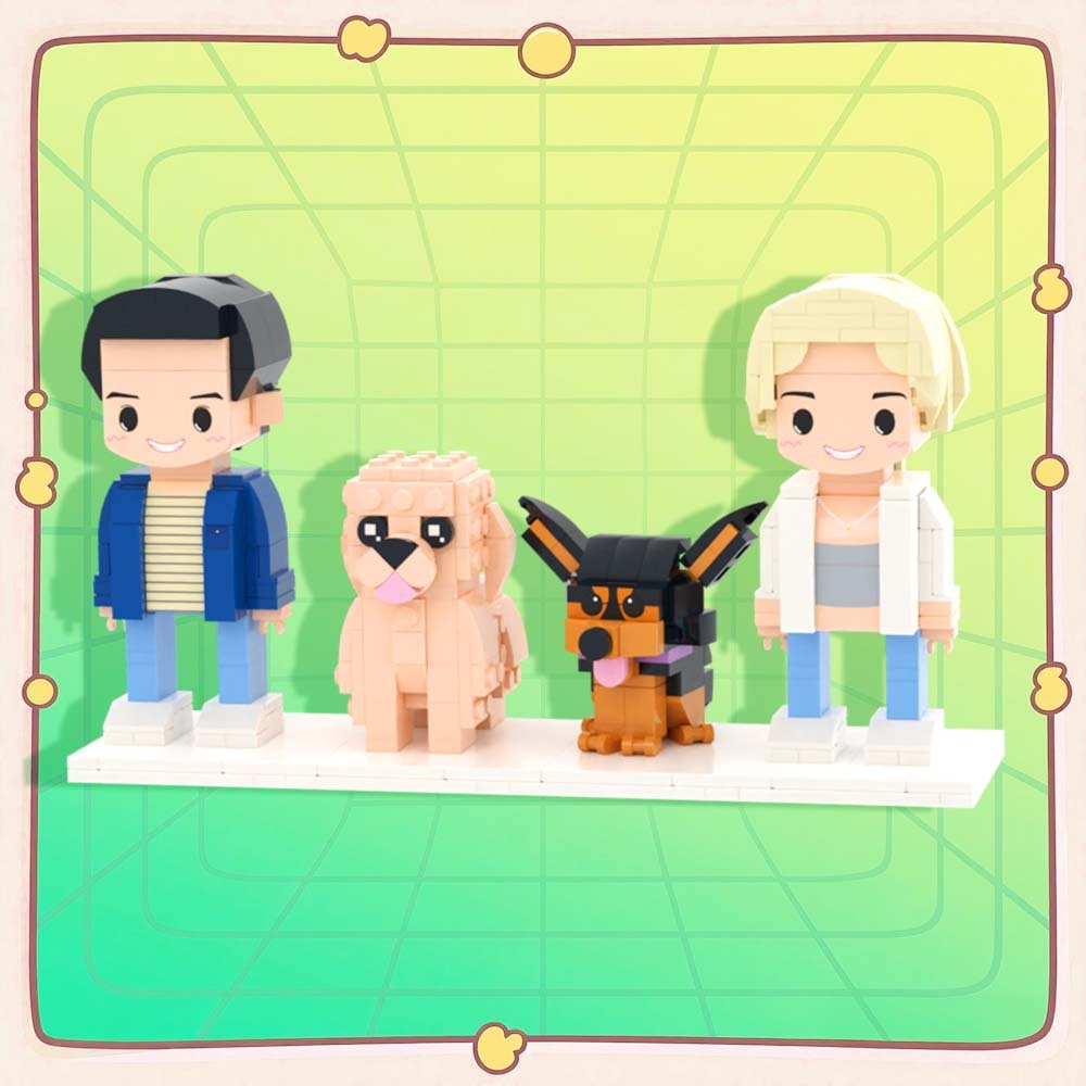 Customizable Full Body 2 People Brick Figures Persaonalized Brick Figures with  Pets Gift for Couple - MyCustomBrickFigures